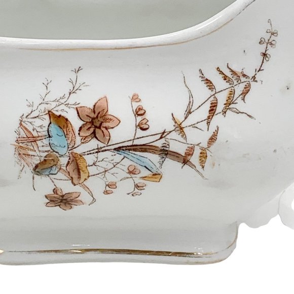 Vintage Maddock & Co Royal Stone China Gravy Boat Burslem England Pink Dianthus - Picture 9 of 11